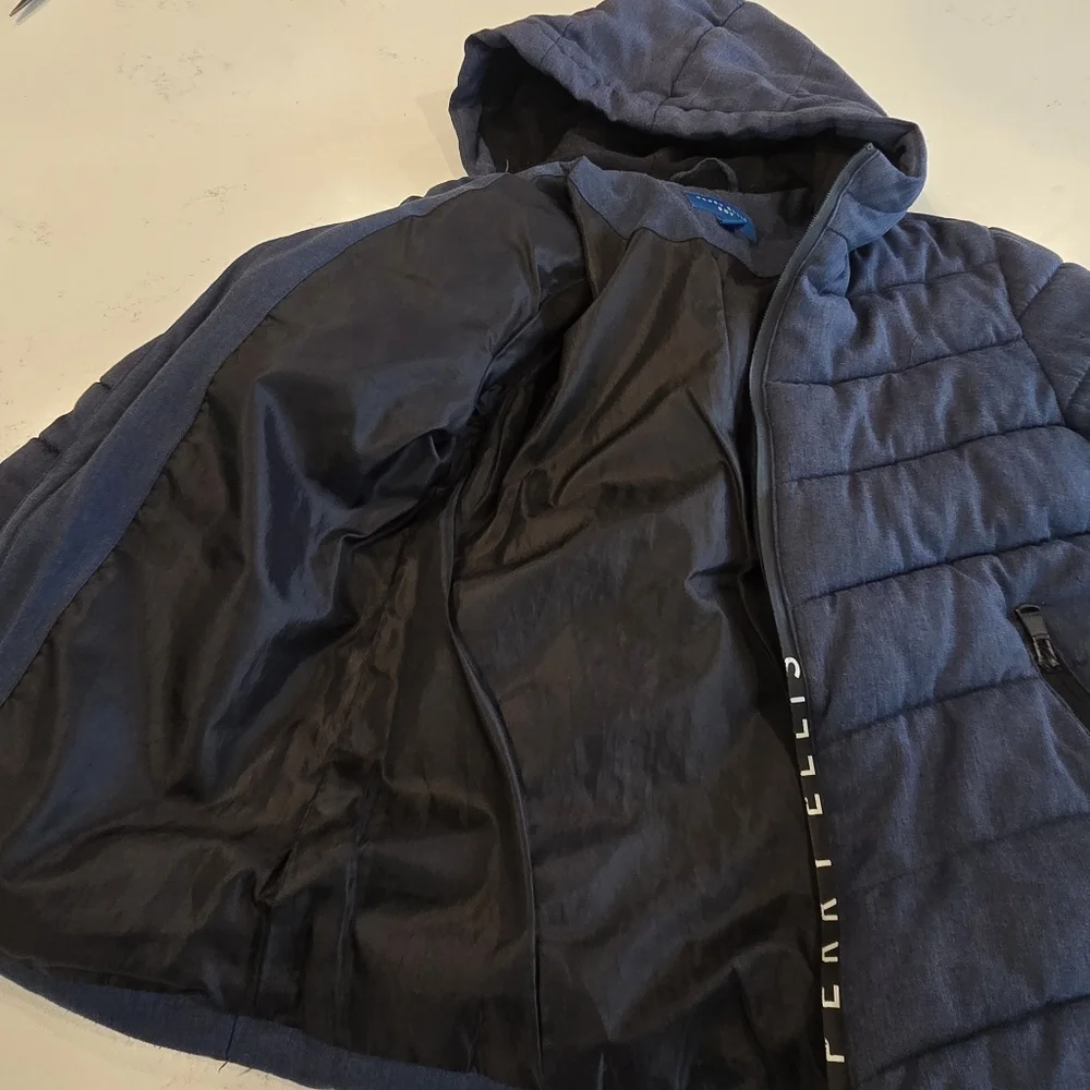 PERRY ELLIS Boy Navy Quilted Parka Hooded Coat Jacket Kids Boys 7